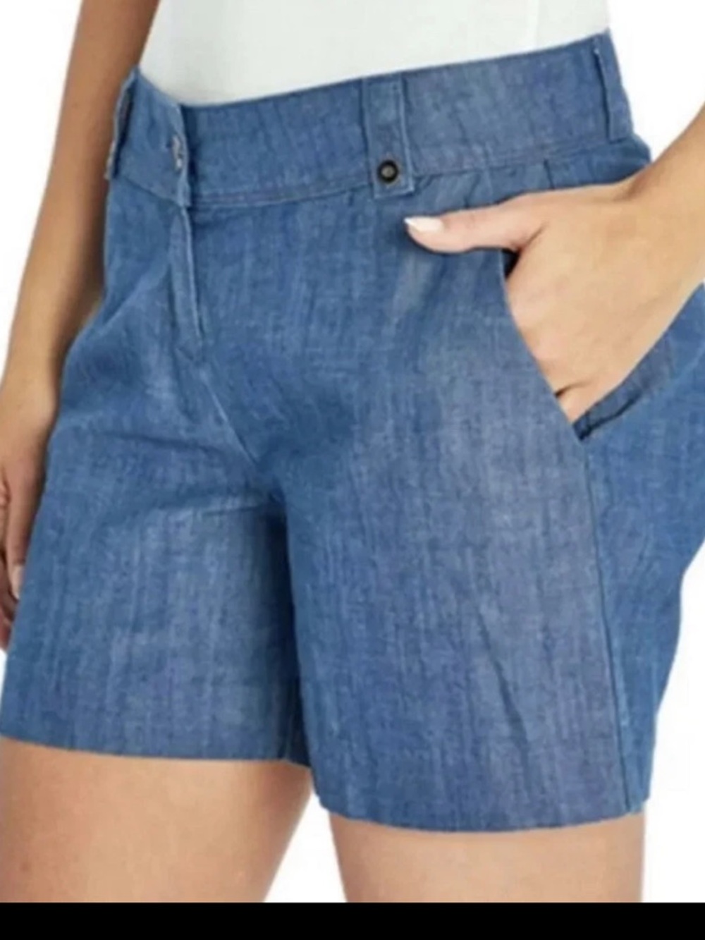 Isaac Mizrahi Blue Chambray Bermuda Shorts NWT Size 16